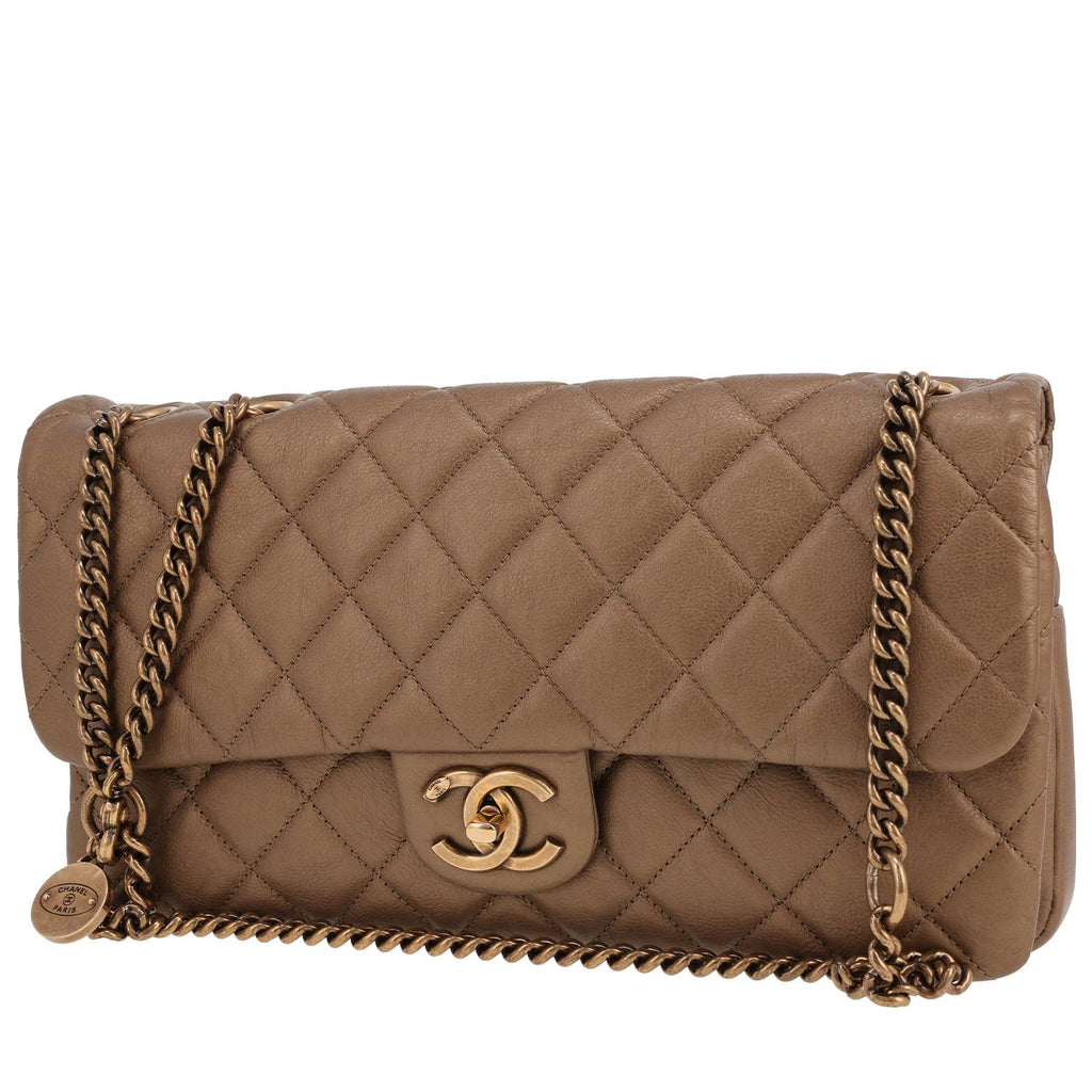 Chanel handbag in golden brown quilted leather