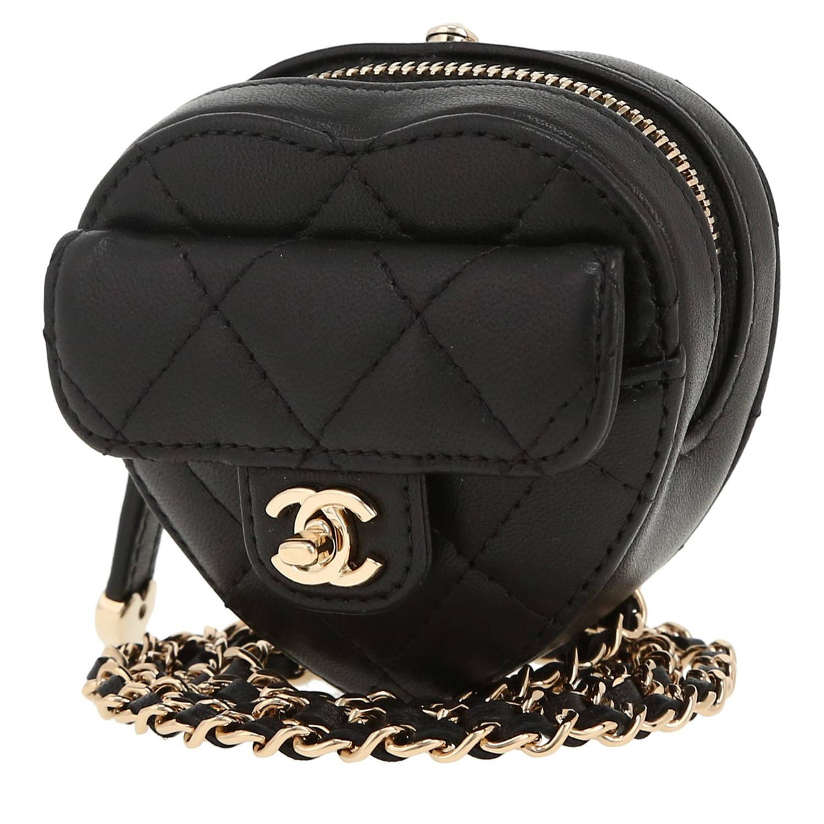 Chanel Heart bag mini shoulder bag in black quilted leather