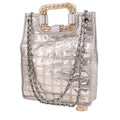 Chanel Ice Cube shopping bag in silver leather and PVC