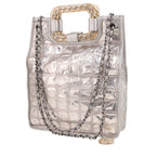 Chanel Ice Cube shopping bag in silver leather and PVC