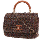 Chanel Knock on Wood shoulder bag in brown and burgundy tweed