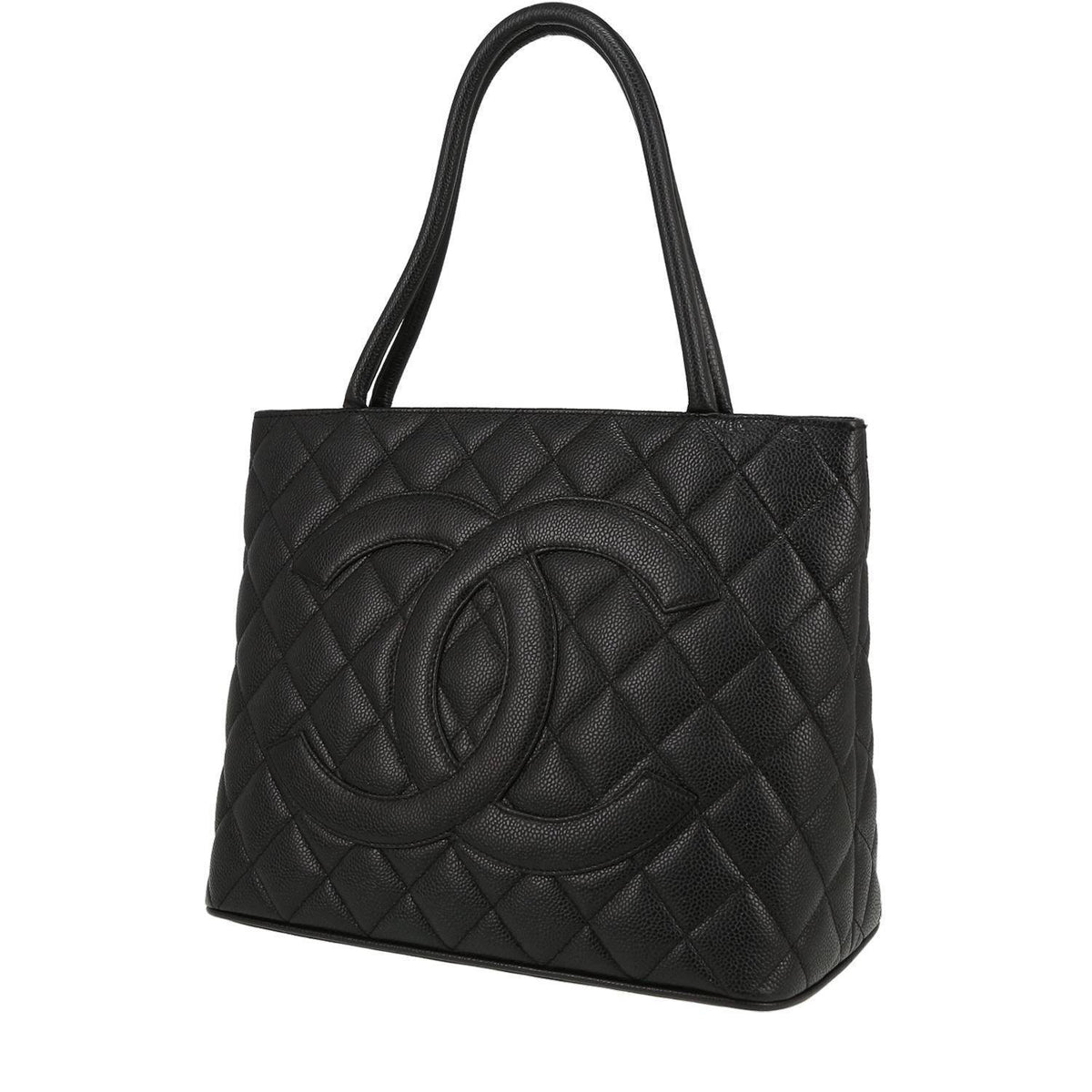 Chanel Medaillon handbag in black quilted grained leather