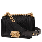 Chanel Mini Boy shoulder bag in black quilted leather