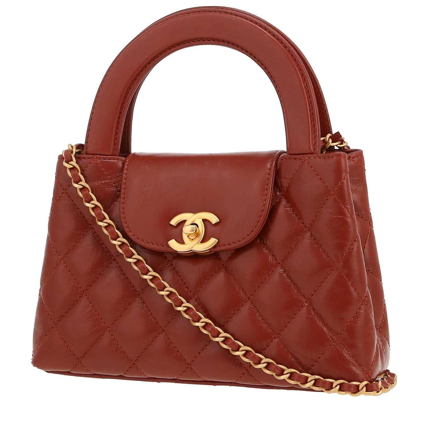 Chanel Mini Shopping handbag in cognac quilted leather