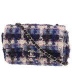 Chanel Mini Timeless shoulder bag in blue and white tweed