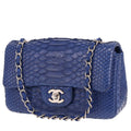 Chanel Mini Timeless shoulder bag in blue python
