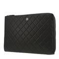 Chanel Pochette pouch in black quilted grained leather