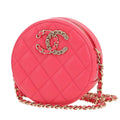 Chanel Round on Earth shoulder bag in pink quilted grained leather