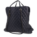 Chanel shopping bag in navy blue quilted leather