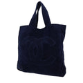 Chanel shopping bag in navy blue terry fabric