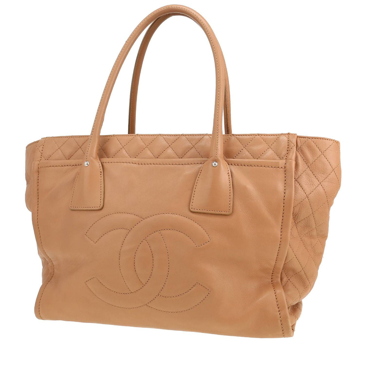 Chanel Grand Shopping large model shopping bag in beige quilted leather