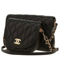 Chanel shoulder bag in black quilted leather