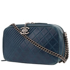 Chanel shoulder bag in blue quilted leather
