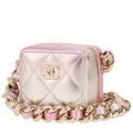 Chanel shoulder bag in pink and gold glittering leather