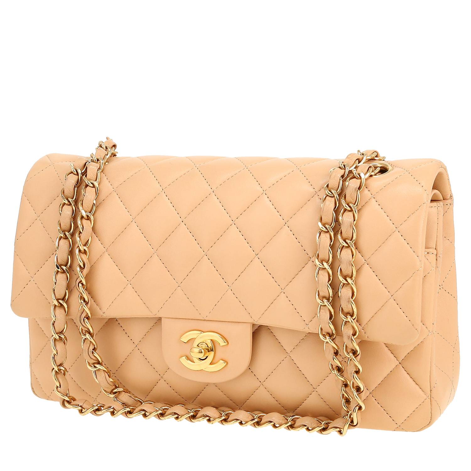 Chanel Timeless Classic handbag in beige quilted leather