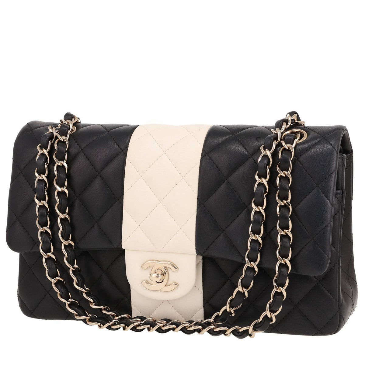Chanel Timeless Classic handbag in black and white quilted leather