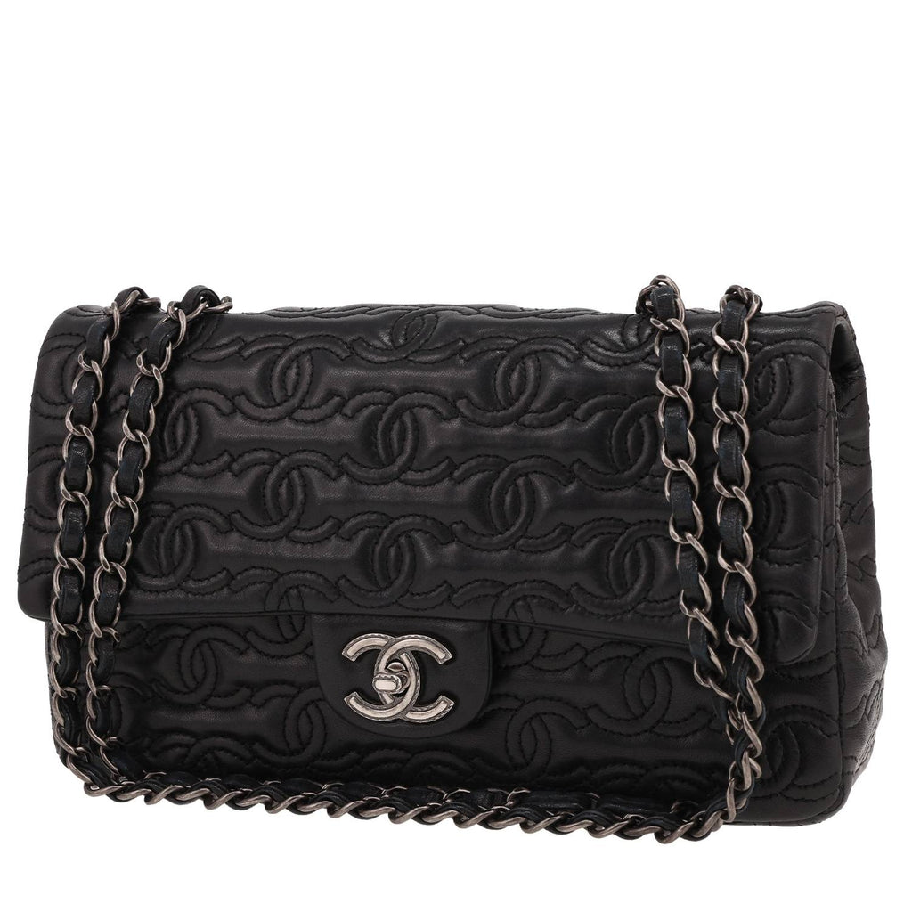 Chanel Timeless Classic handbag in black monogram leather