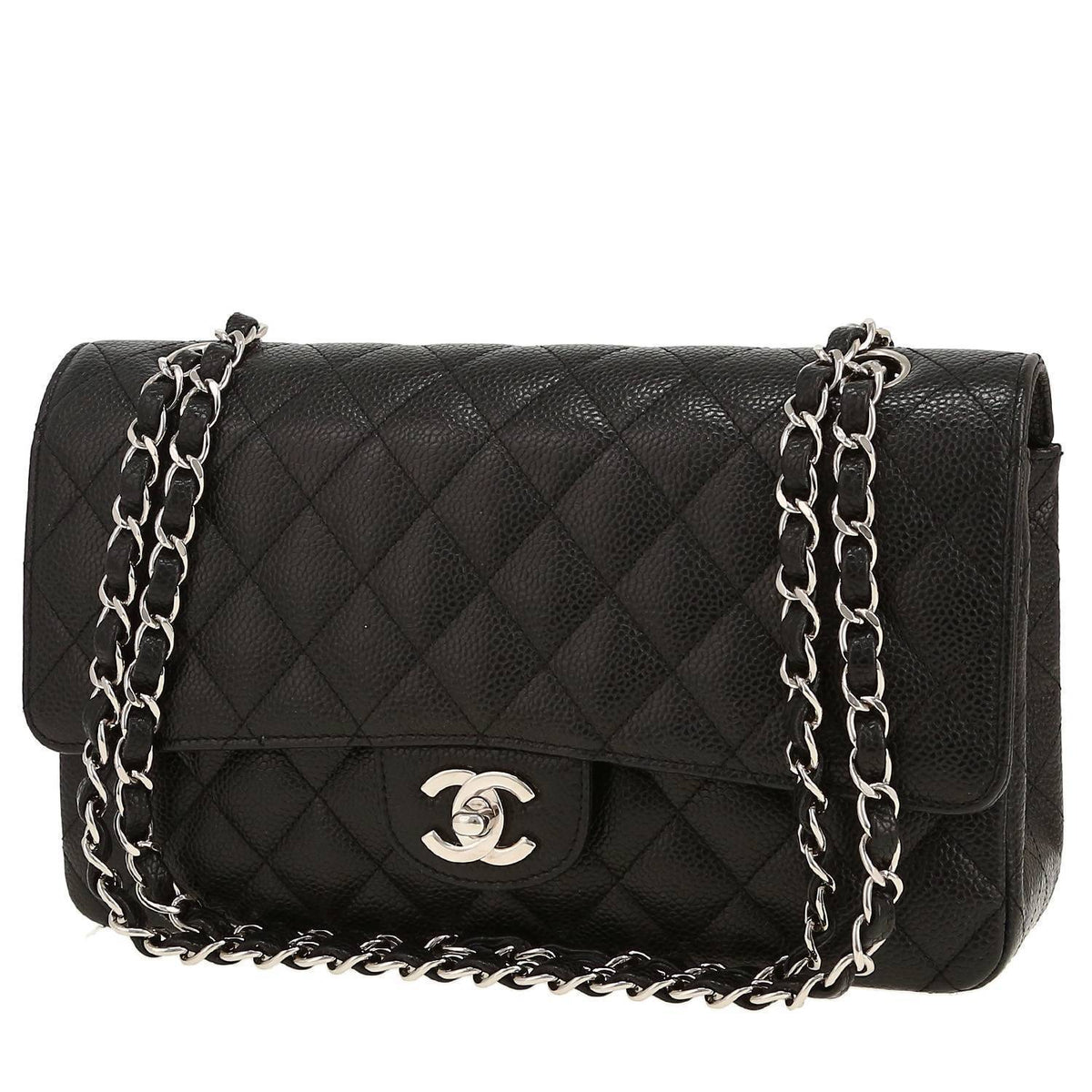 Chanel Timeless Classic handbag in black quilted grained leather