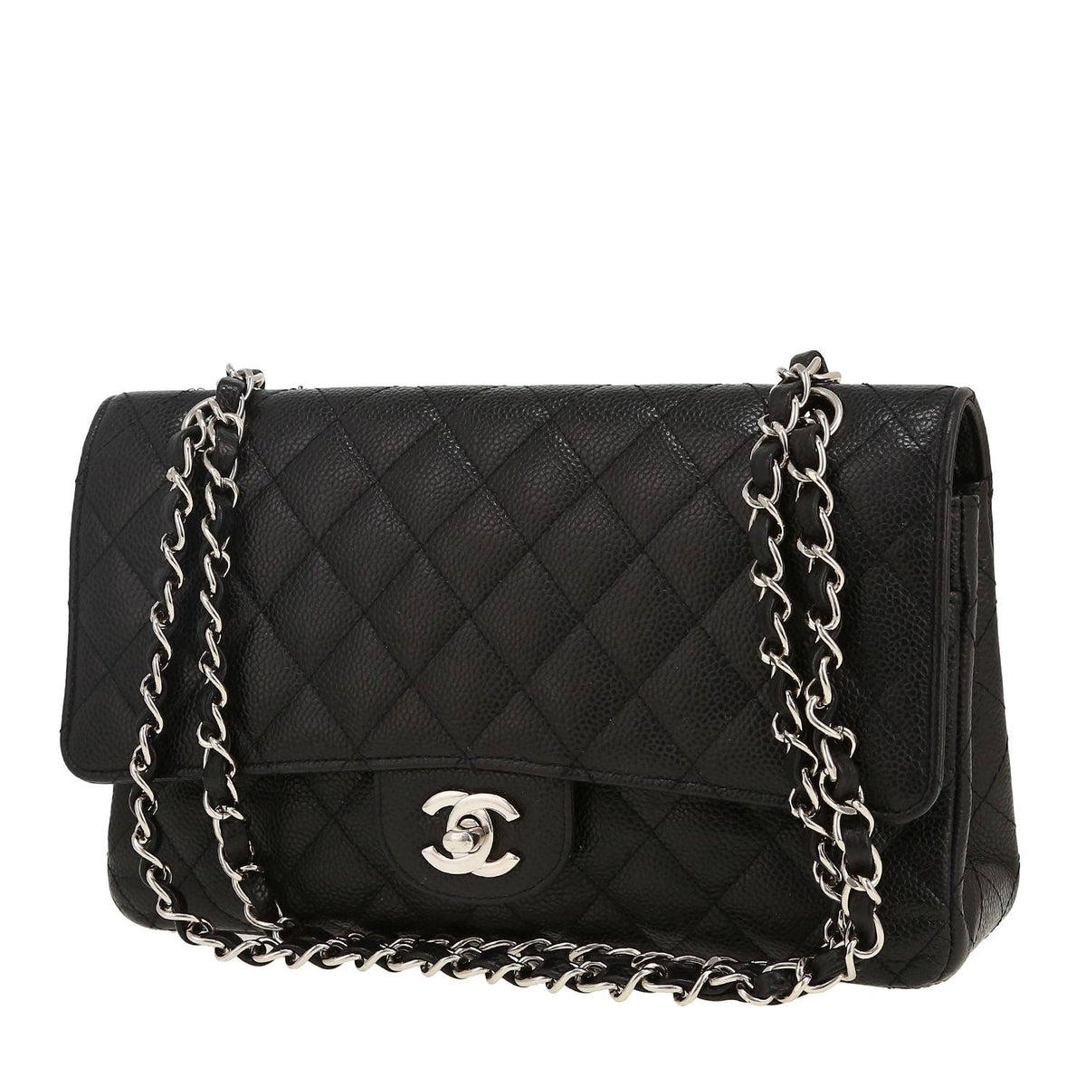 Chanel Timeless Classic handbag in black quilted grained leather