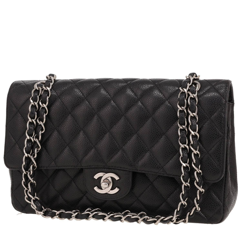 Chanel Timeless Classic handbag in black quilted grained leather