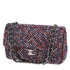 Chanel Timeless Classic handbag in blue and red tweed