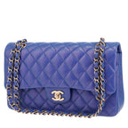 Chanel Timeless Classic handbag in blue quilted grained leather