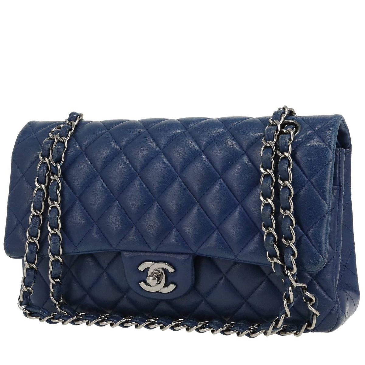 Chanel Timeless Classic handbag in blue quilted leather