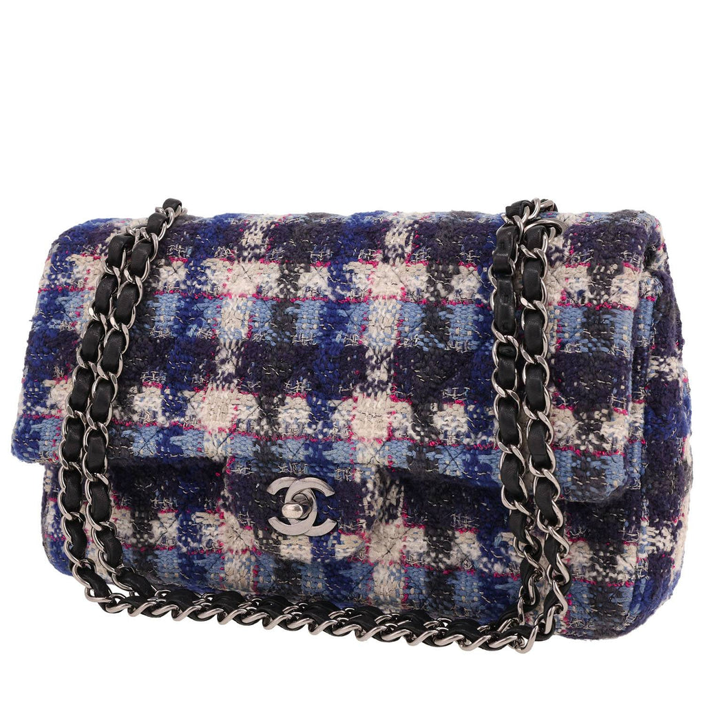 Chanel Timeless Classic handbag in blue, white and black tweed