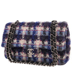 Chanel Timeless Classic handbag in blue, white and black tweed