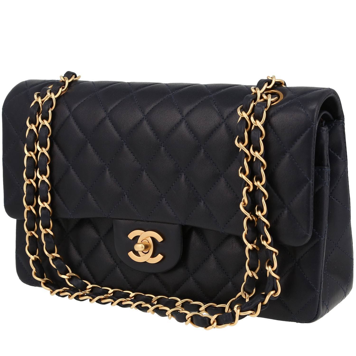 Chanel Timeless Classic handbag in navy blue quilted leather