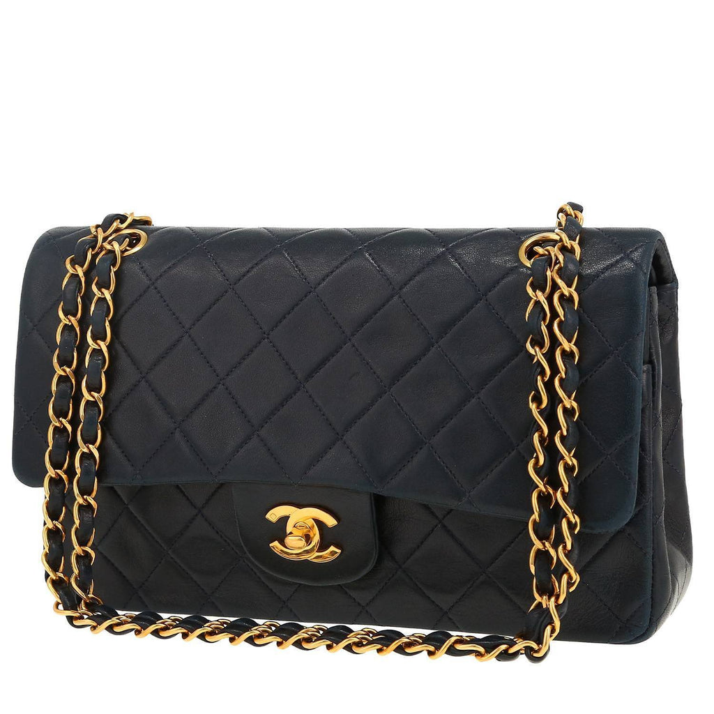 Chanel Timeless Classic handbag in navy blue quilted leather