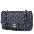 Chanel Timeless Classic handbag in petrol blue quilted patent leather