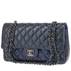 Chanel Timeless Classic handbag in petrol blue quilted patent leather