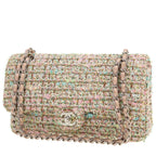 Chanel Timeless Classic handbag in pink and green tweed