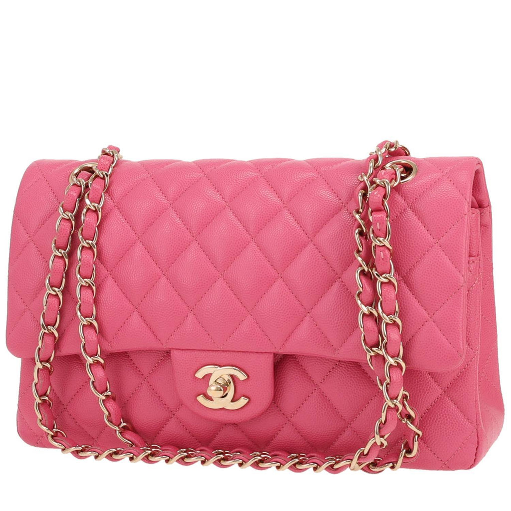 Chanel Timeless Classic handbag in pink quilted grained leather