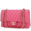 Chanel Timeless Classic handbag in pink quilted grained leather