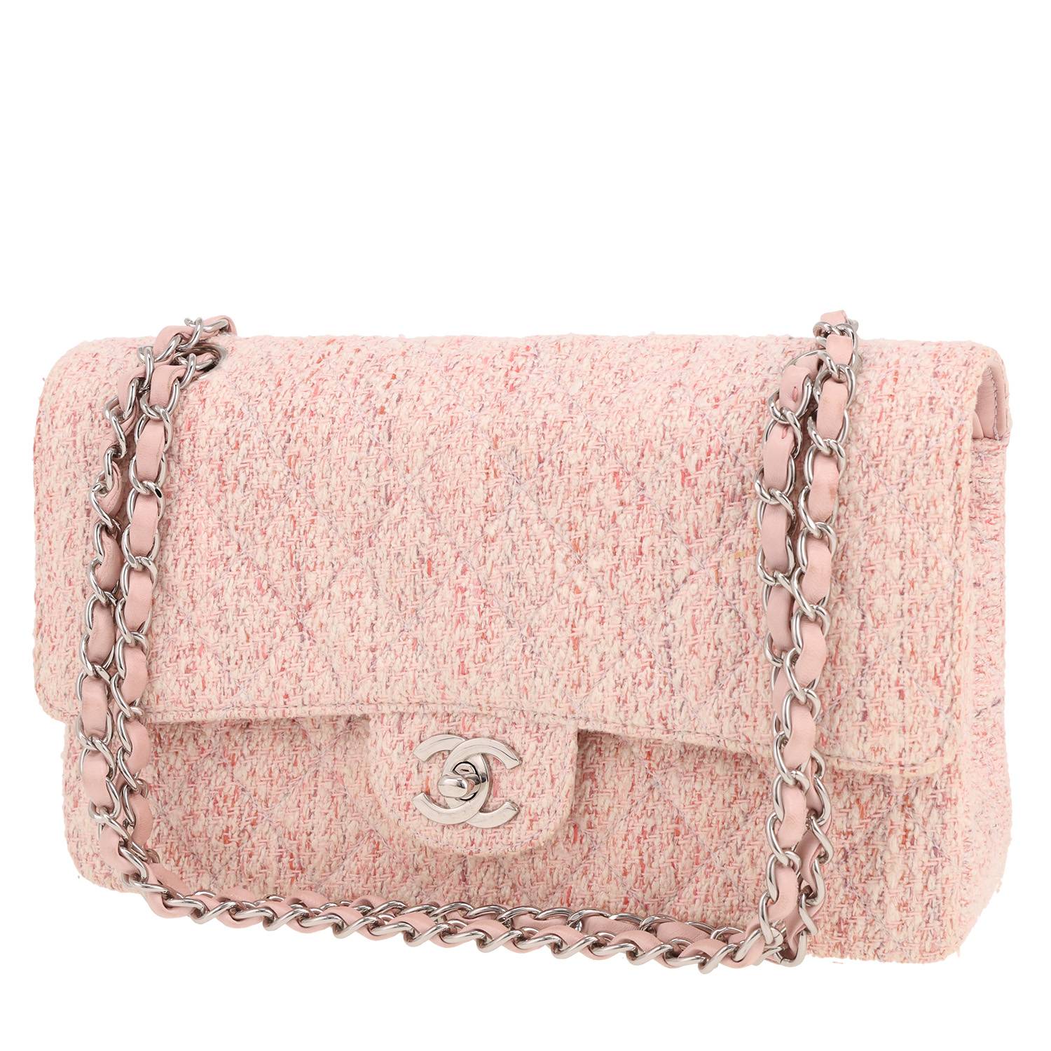 Chanel Timeless Classic handbag in pink tweed
