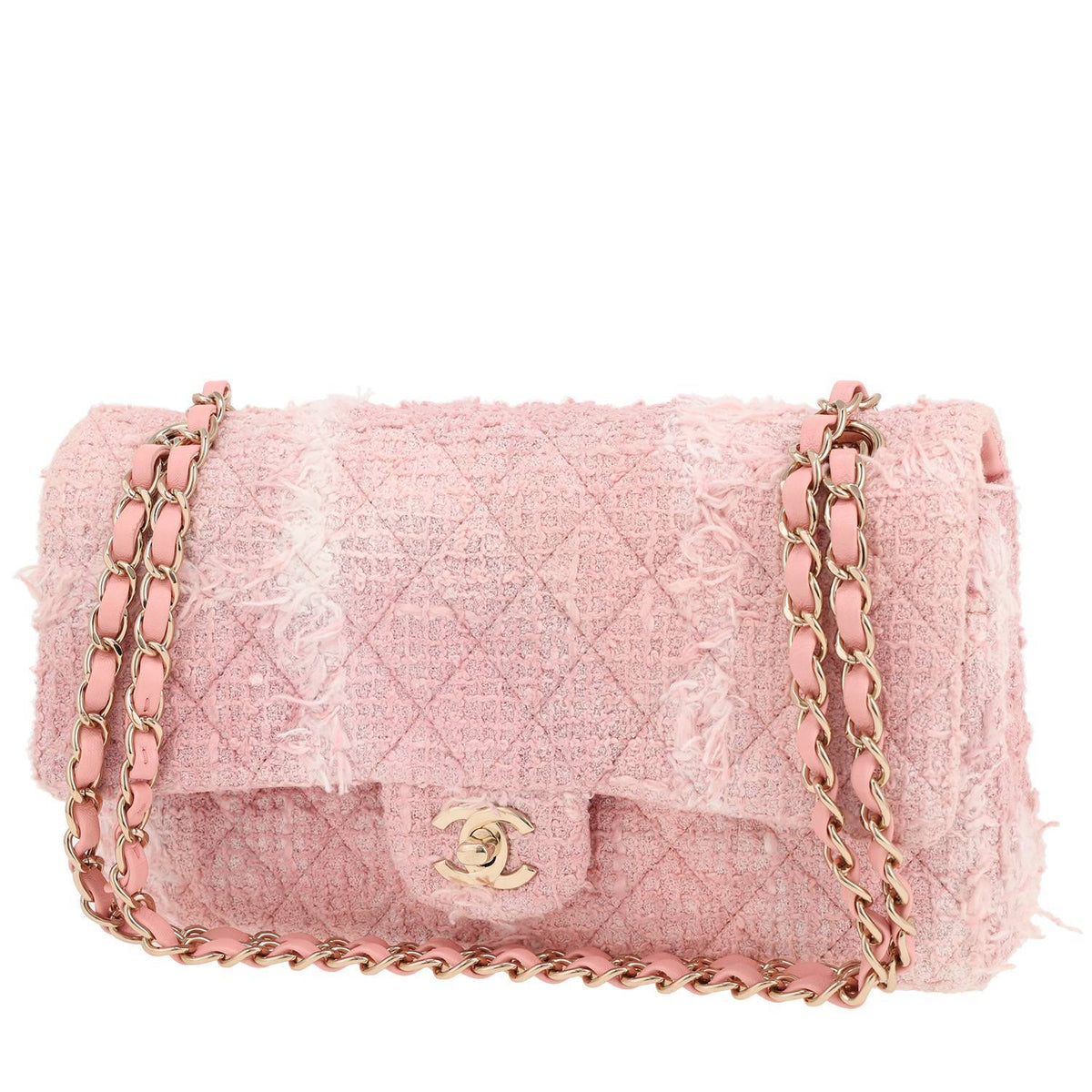 Chanel Timeless Classic handbag in pink tweed