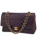 Chanel Timeless Classic handbag in purple chevron quilted leather
