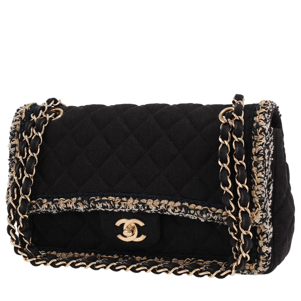 Chanel Timeless handbag in black denim and tricolor tweed
