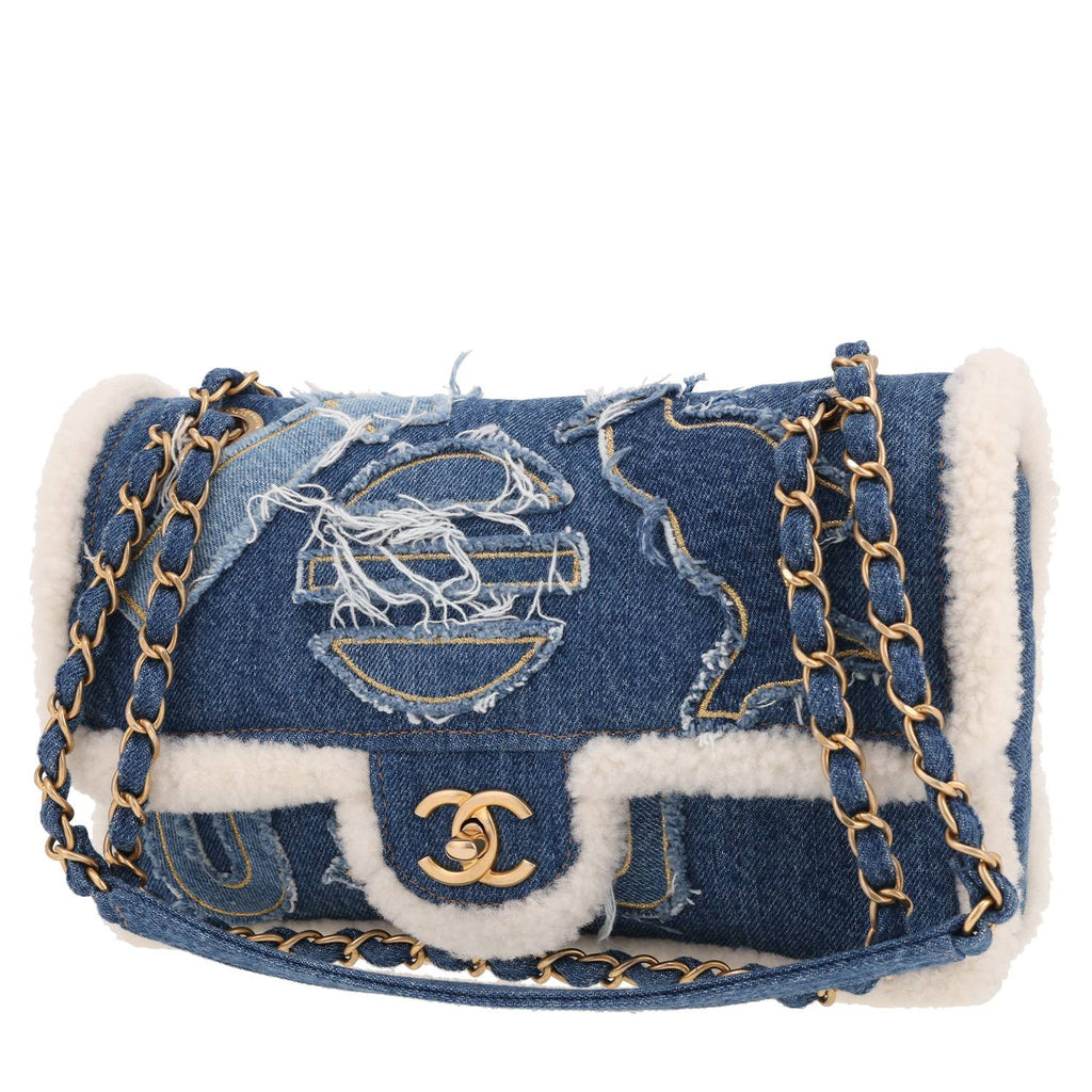 Chanel Timeless handbag in blue denim canvas and sheepskin
