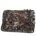 Chanel Timeless handbag in brown, silver and golden brown paillette