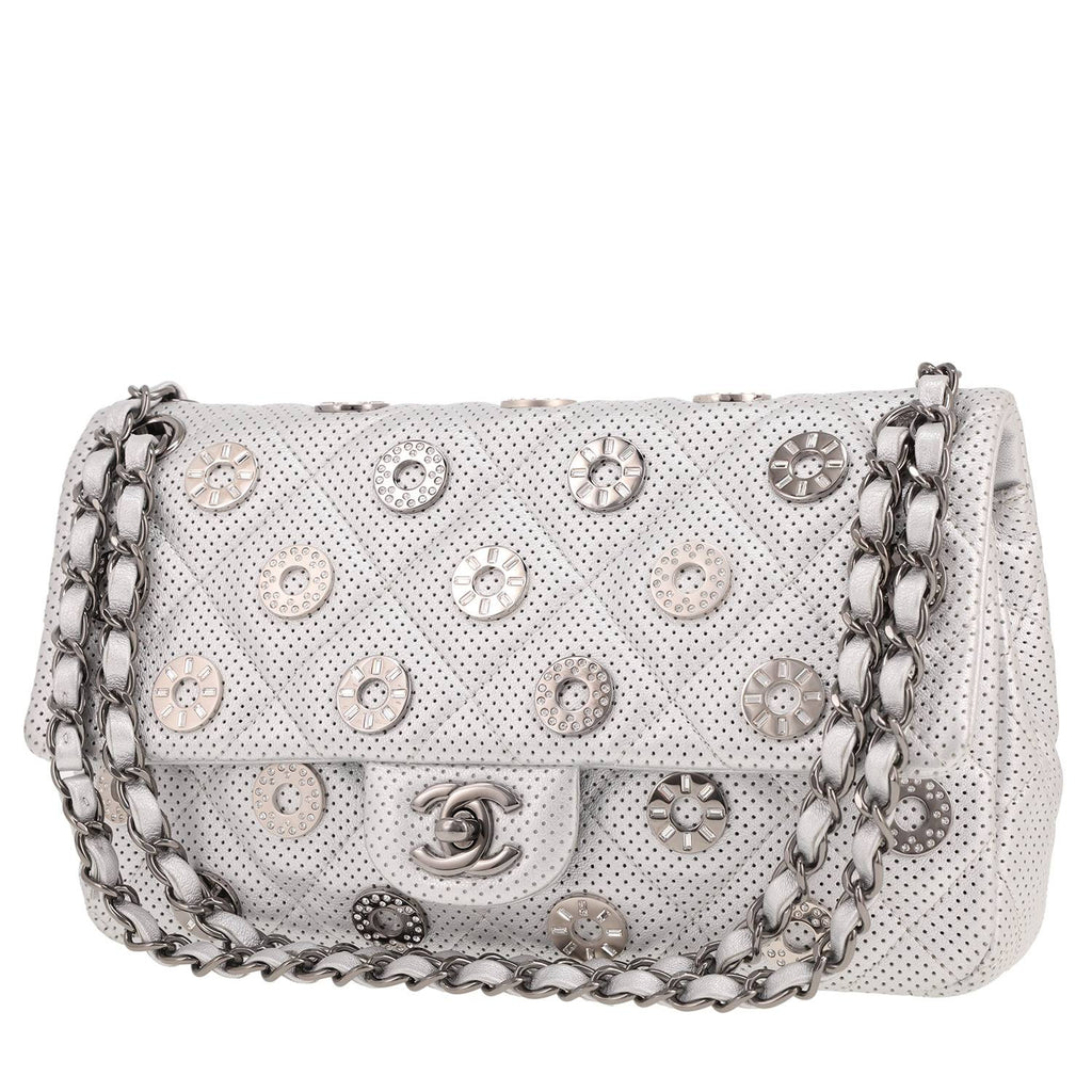 Chanel Timeless handbag in silver quilted leather