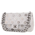 Chanel Timeless handbag in silver quilted leather