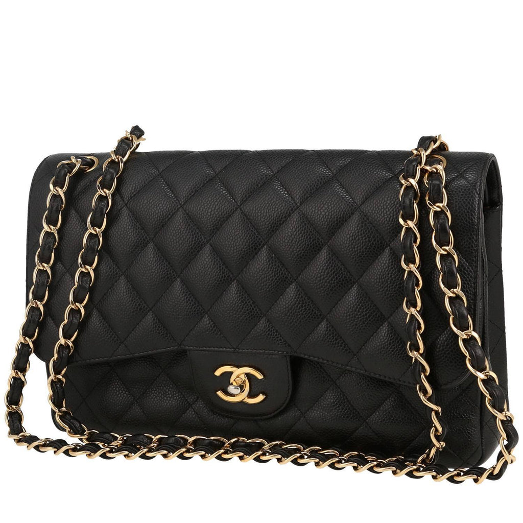 Chanel Timeless Jumbo handbag in black quilted grained leather
