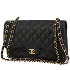 Chanel Timeless Jumbo handbag in black quilted grained leather