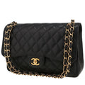 Chanel Timeless Jumbo handbag in black quilted grained leather