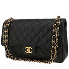 Chanel Timeless Jumbo handbag in black quilted grained leather