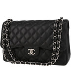 Chanel Timeless Jumbo handbag in black quilted grained leather