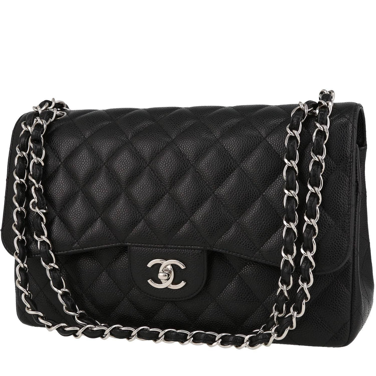 Chanel Timeless Jumbo handbag in black quilted grained leather